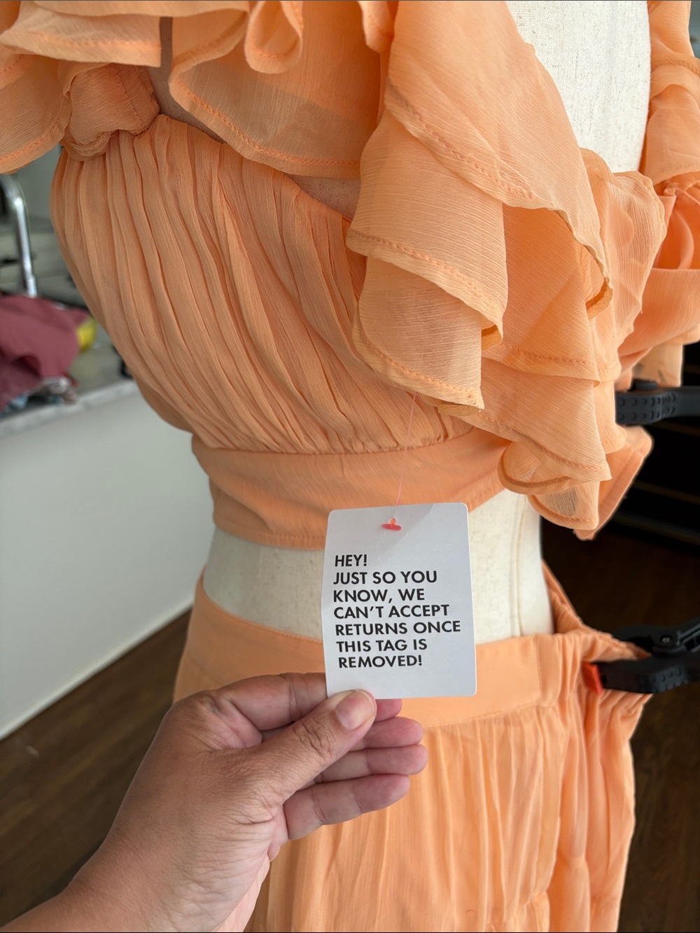 ASOS CURVE Peach Tiered Ruffle Maxi Set - READ DESCRIPTION! - Picture 6 of 9